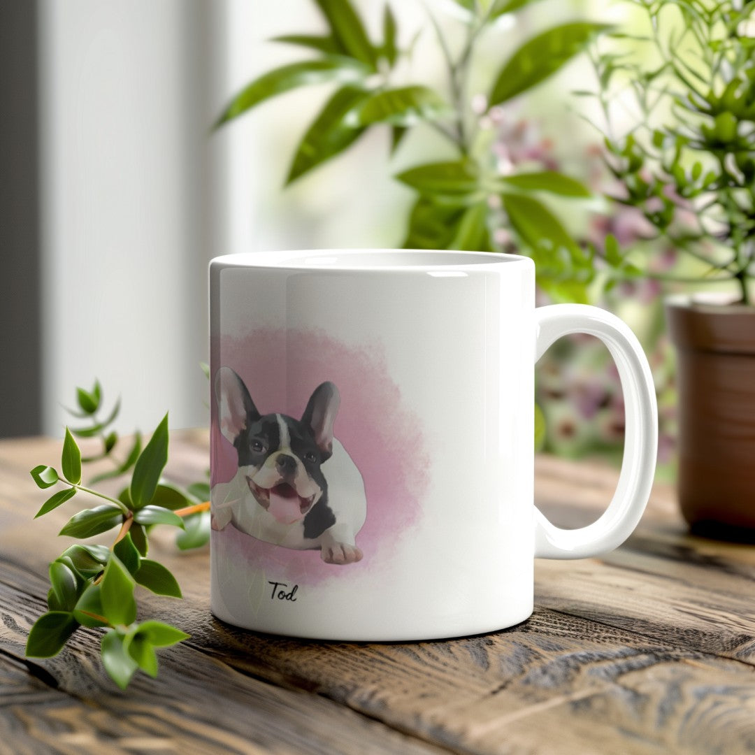 Custom Watercolor 11oz Ceramic Mug - Photo & Texts