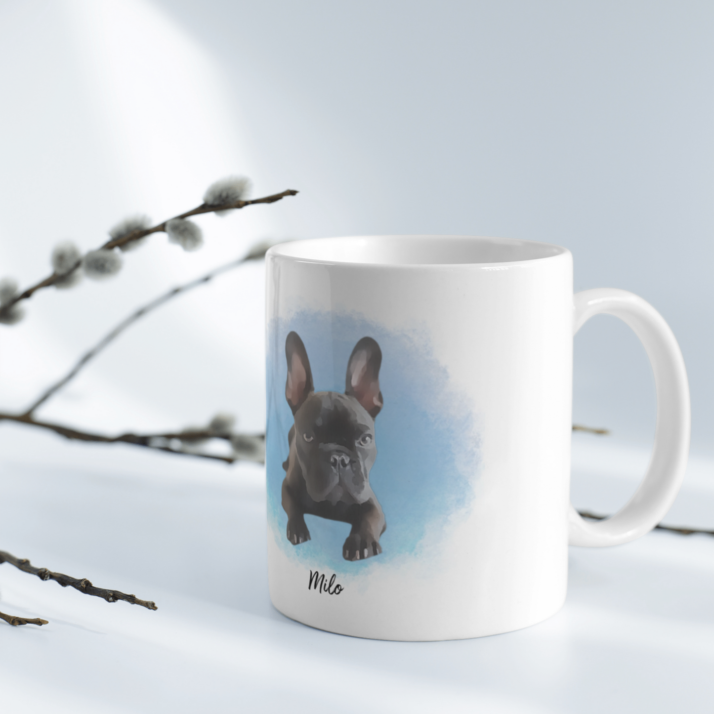 Custom Watercolor 11oz Ceramic Mug - Photo & Texts