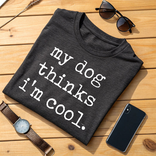 My Dog Thinks I'm Cool T-Shirt Pet Parent Dog Lover Novelty Tee