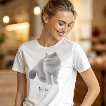 Custom Watercolor Pet Lovers T-shirt - Photo & Name